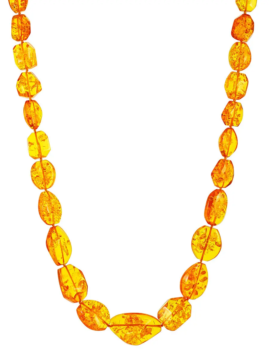 картинка Длинные бусы из натурального золотистого янтаря «Кристалл» в онлайн магазине