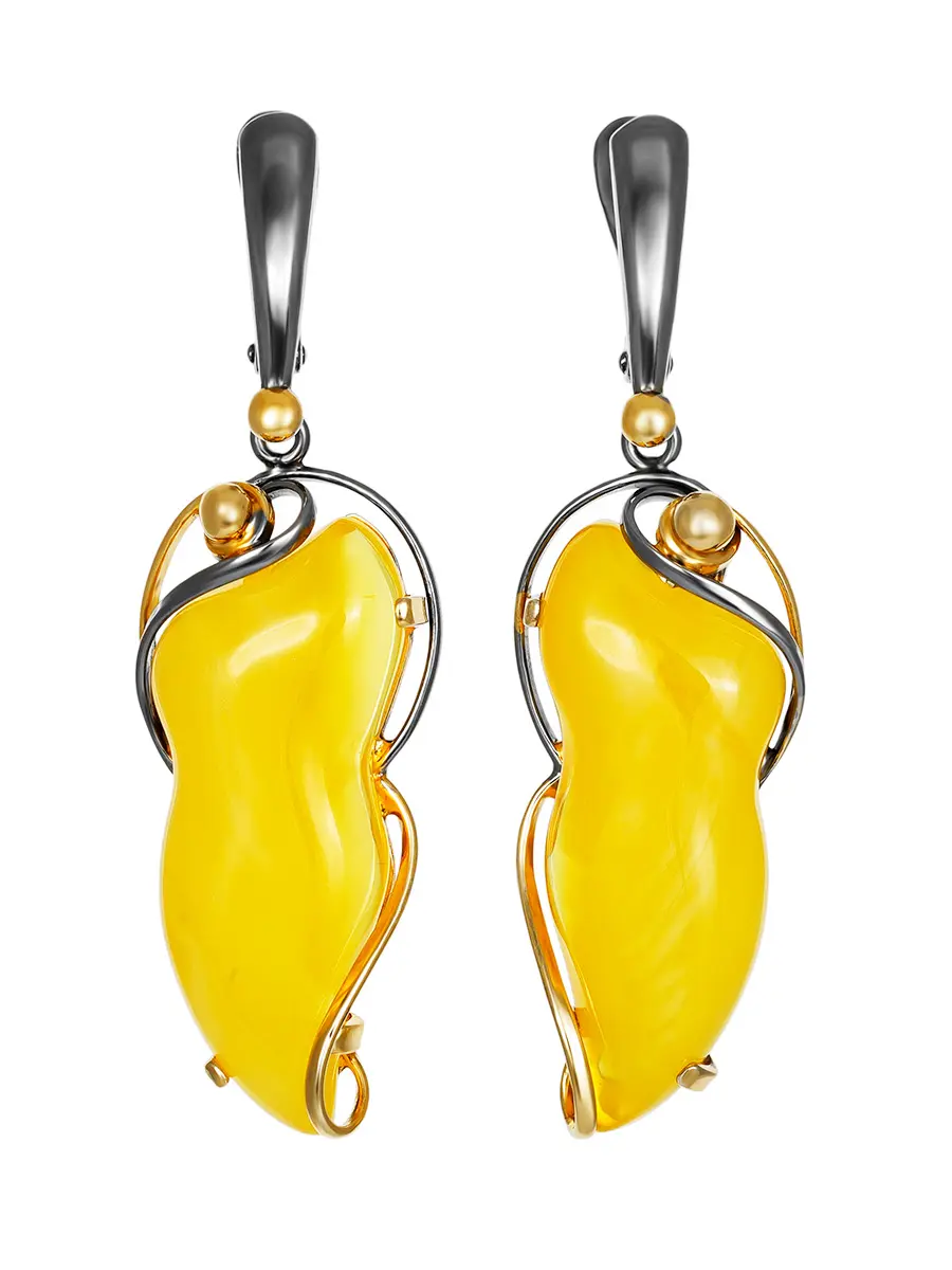 картинка Нежные серьги из медового янтаря в позолоченном серебре «Риальто» в онлайн магазине