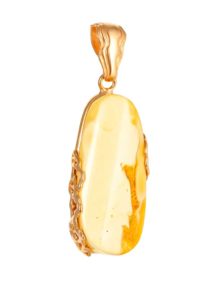 картинка Изящная подвеска из натурального балтийского янтаря в золочёном серебре «Версаль» в онлайн магазине