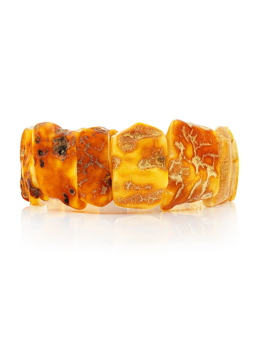 картинка Лечебный браслет «Помпеи» из цельного янтаря с живописной текстурой в онлайн магазине