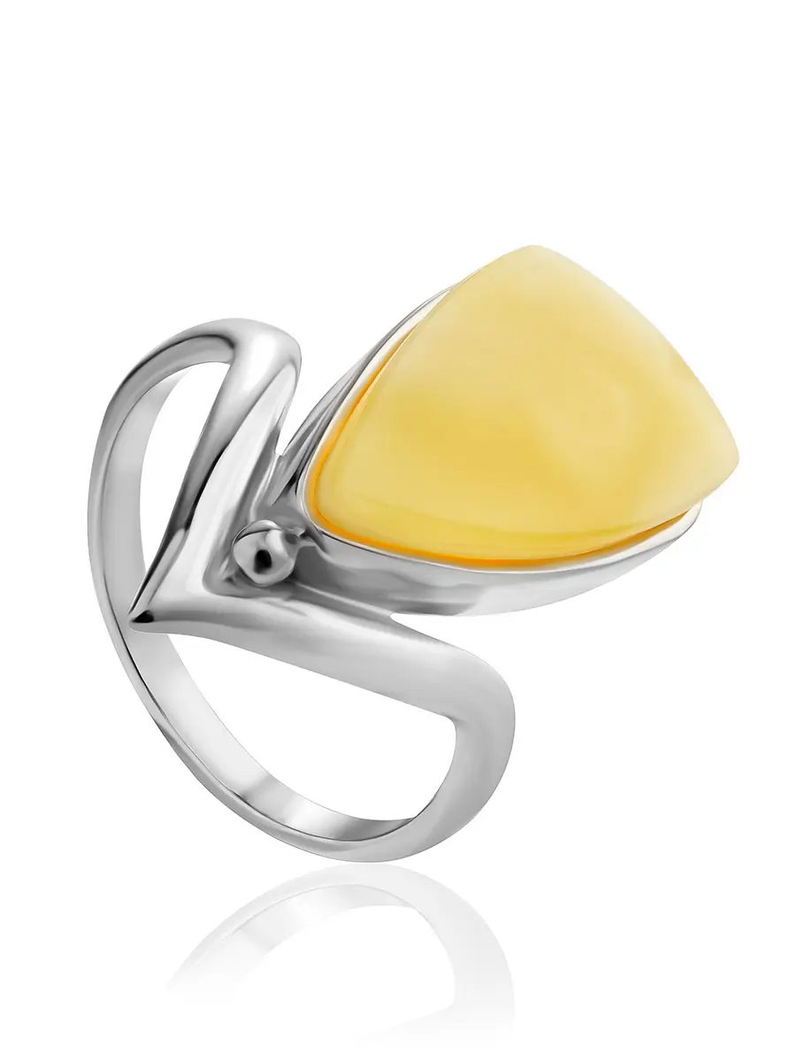 картинка Геометричное кольцо с молочно-медовым янтарём «Агата» в онлайн магазине