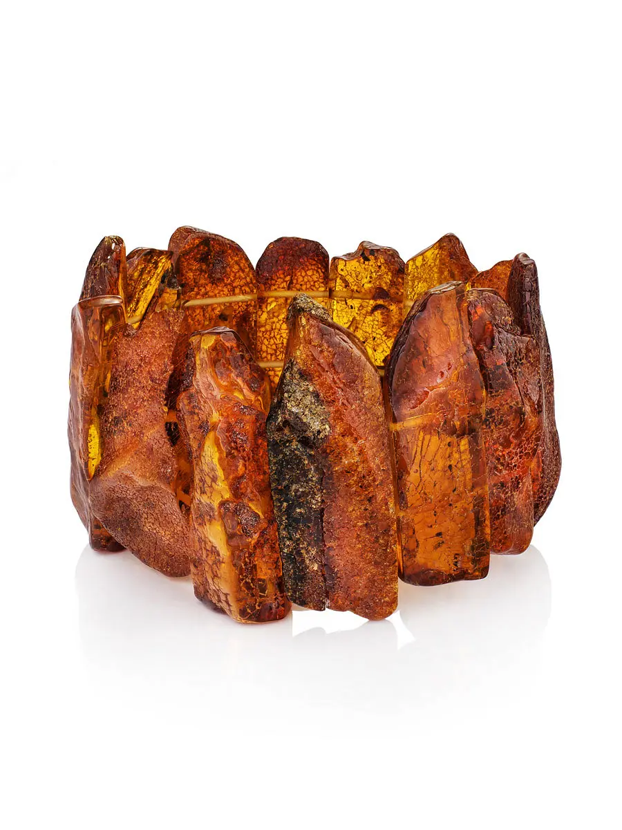 картинка Эффектный яркий браслет из натурального балтийского янтаря «Помпеи» в онлайн магазине