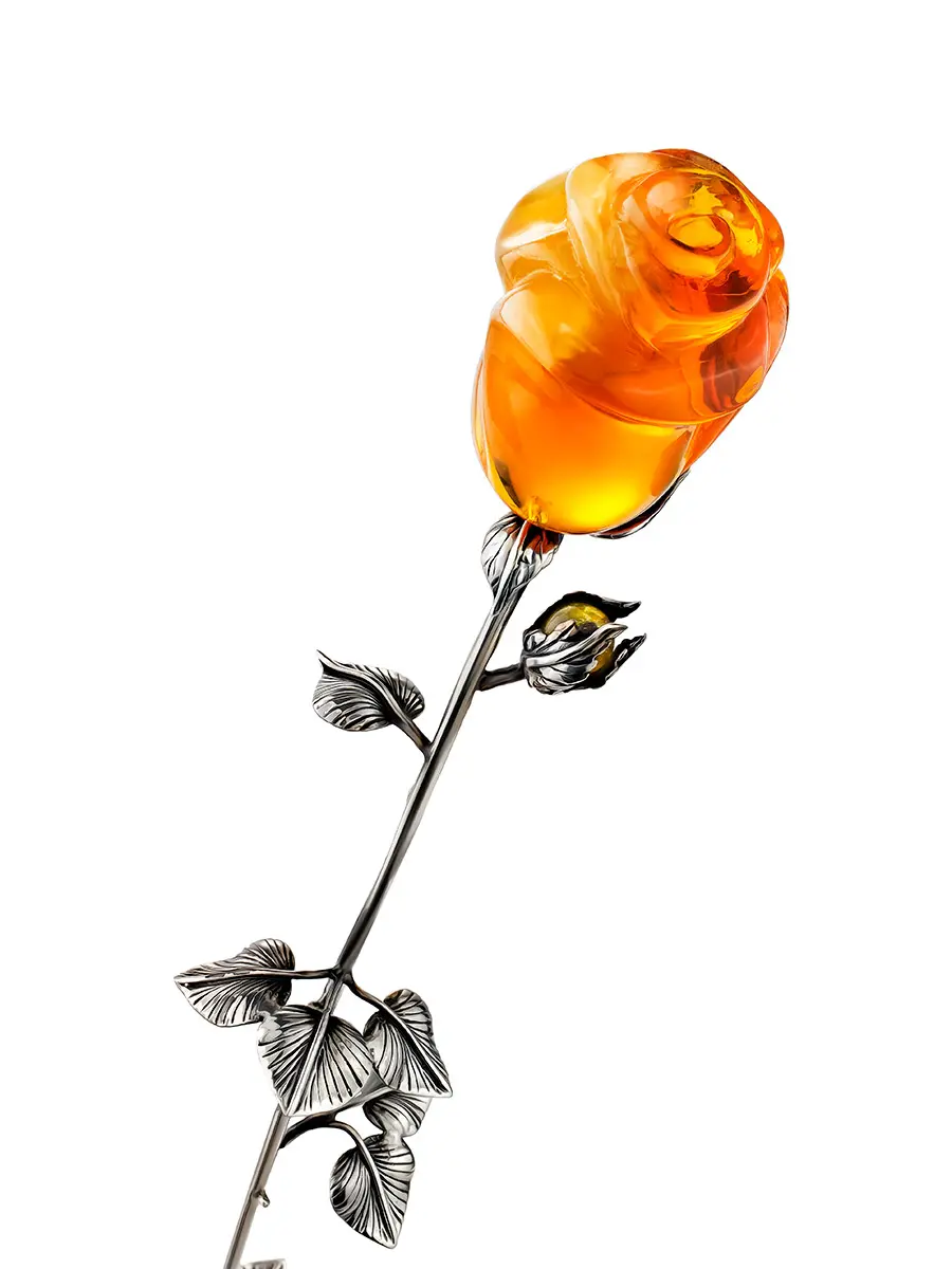 картинка Декоративная роза из натурального резного янтаря в онлайн магазине
