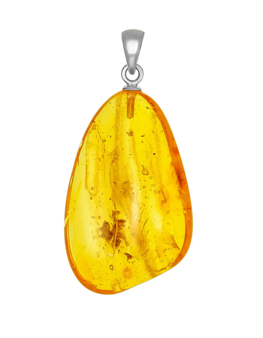 картинка Небольшой кулон из цельного янтаря насыщенного лимонного цвета в онлайн магазине