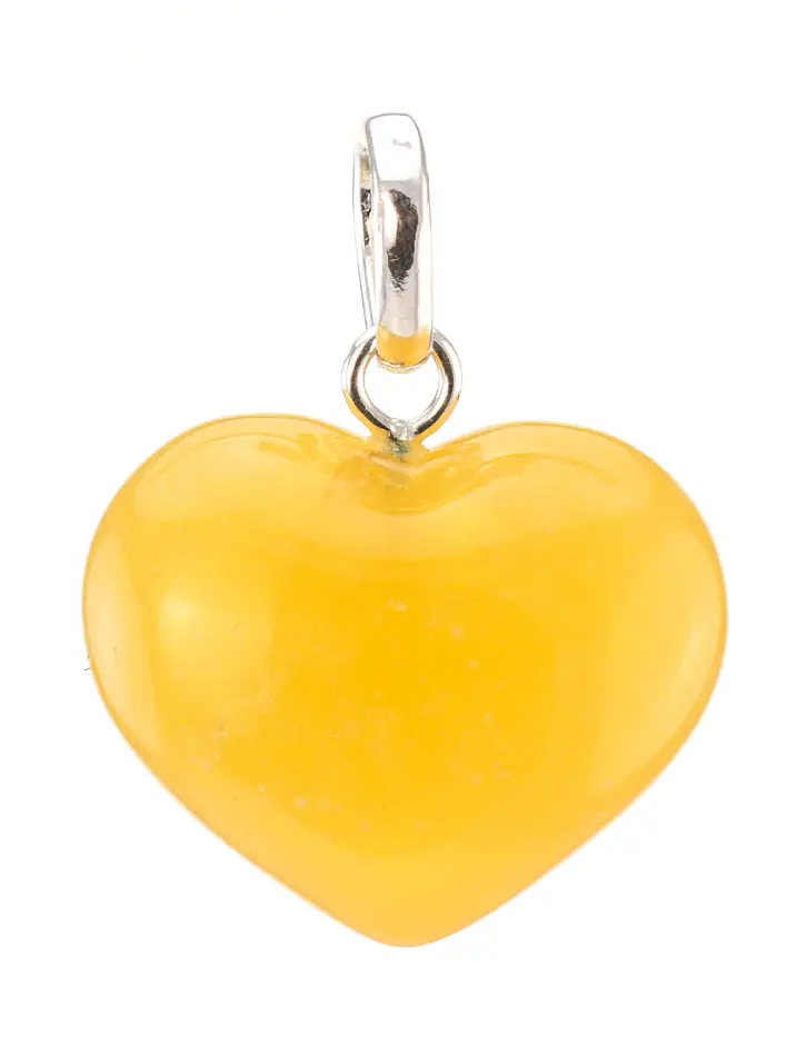 картинка Небольшая подвеска в форме сердца из натурального светло-медового янтаря в онлайн магазине