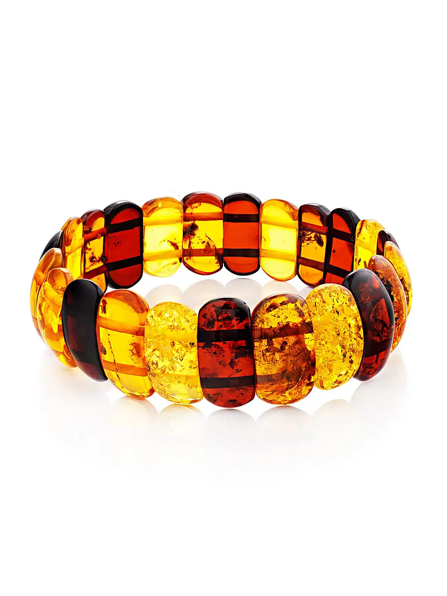 картинка Плоский браслет из натурального балтийского янтаря трёх цветов в онлайн магазине