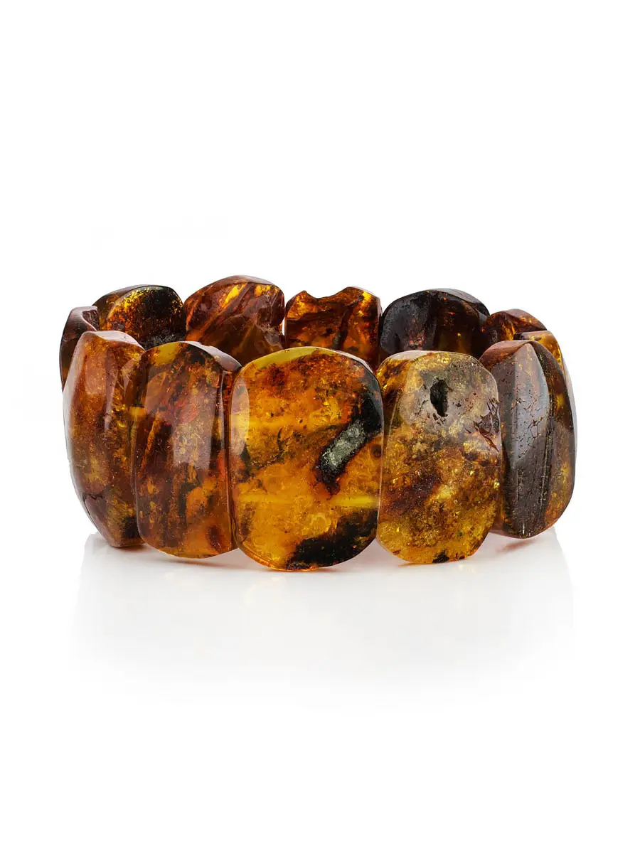 картинка Стильный браслет из натурального цельного янтаря «Помпеи» в онлайн магазине