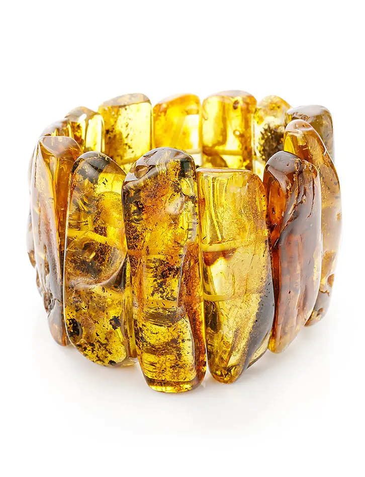 картинка Эффектный яркий браслет «Помпеи» из натурального текстурного янтаря в онлайн магазине