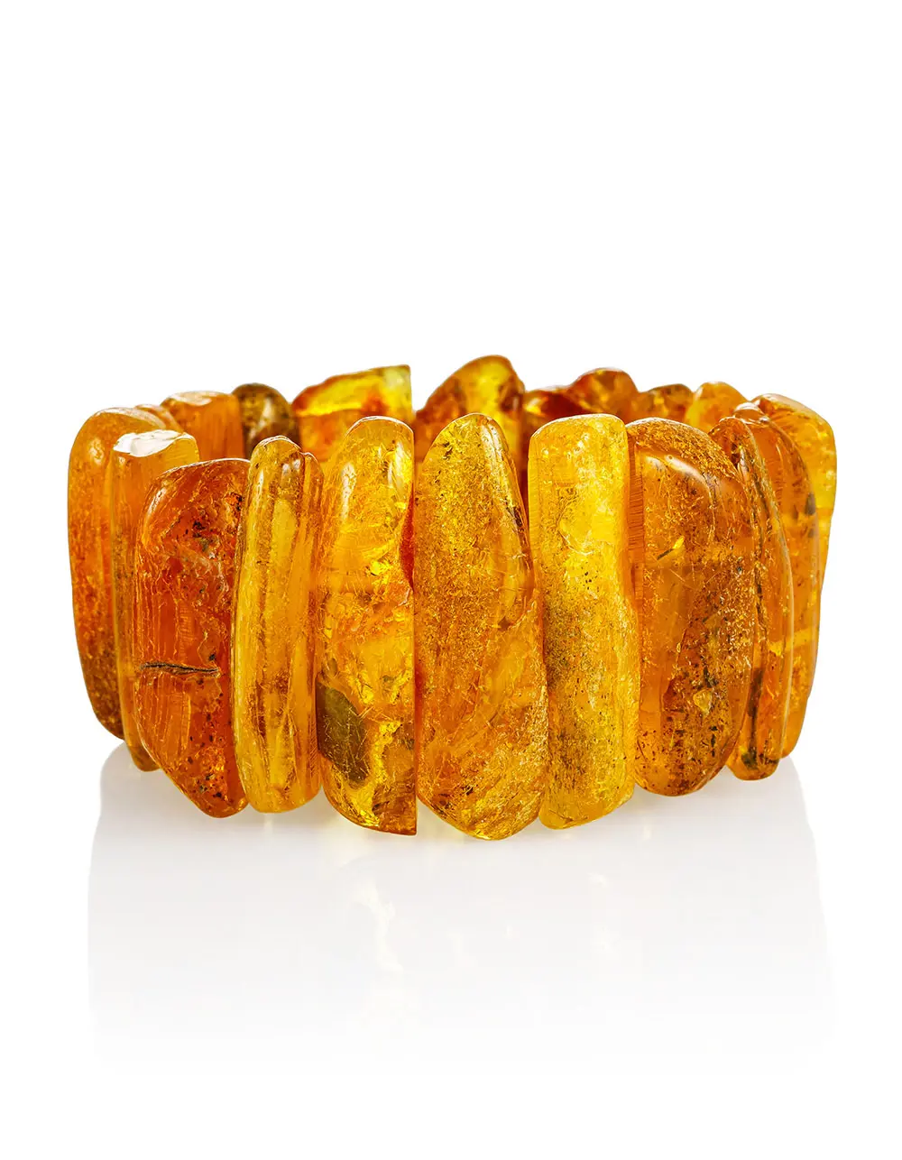 картинка Красивый браслет «Помпеи» из цельного янтаря солнечного оттенка в онлайн магазине