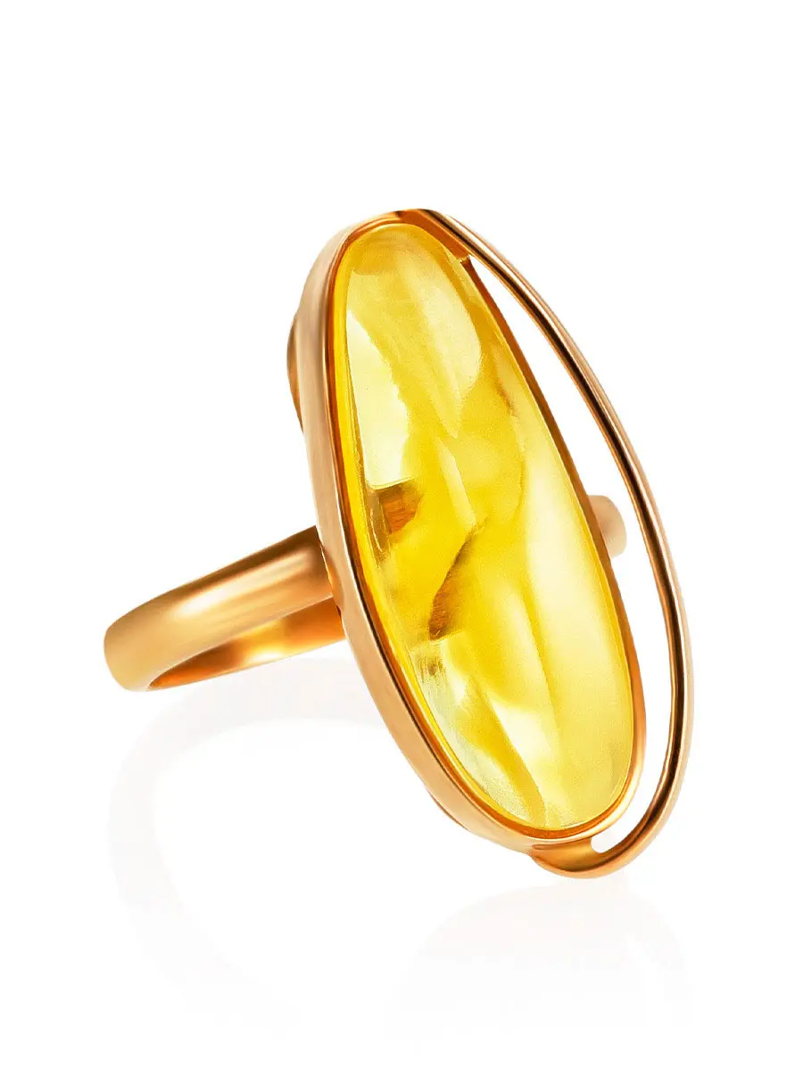 картинка Эксклюзивное кольцо с натуральным текстурным янтарём «Лагуна» в онлайн магазине
