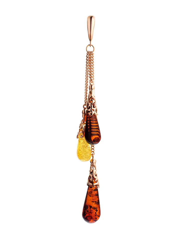 картинка Изящный кулон из натурального янтаря разных оттенков «Роксана» в онлайн магазине