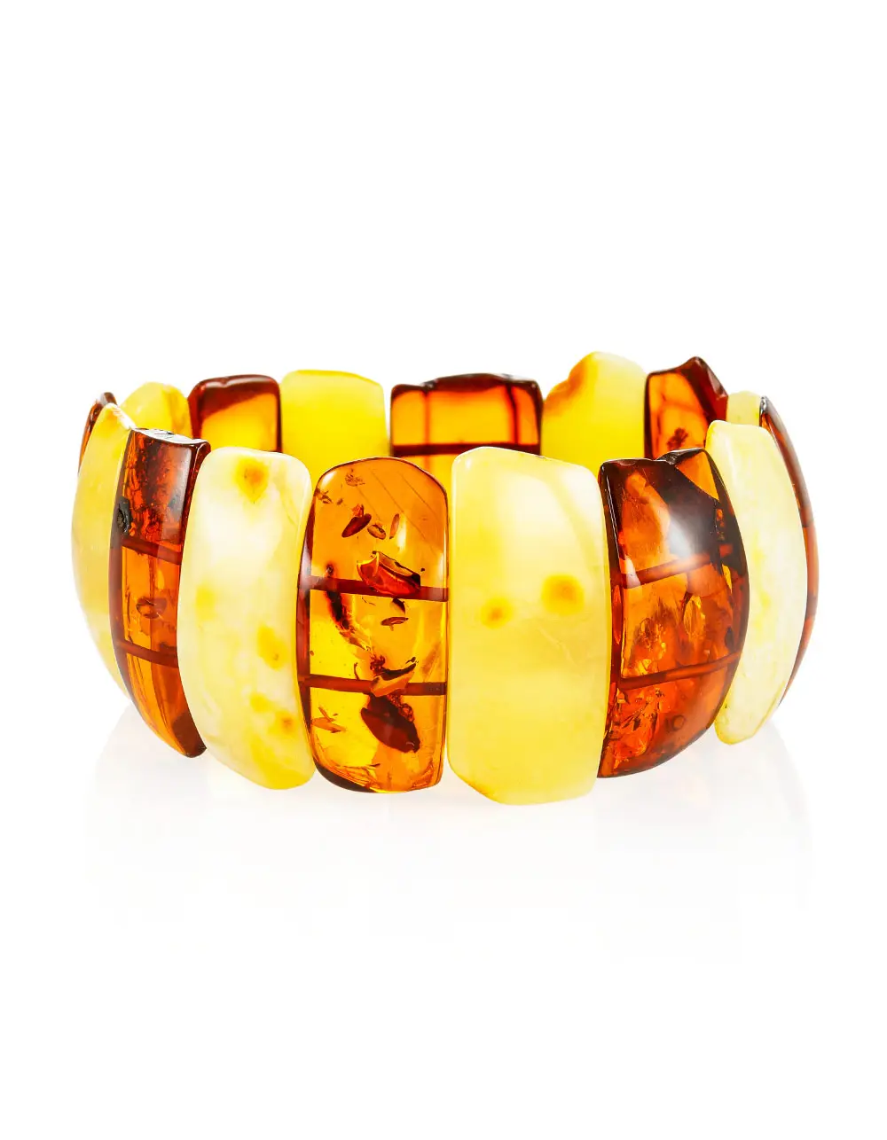 картинка Плоский янтарный браслет из разноцветных пластинок в онлайн магазине