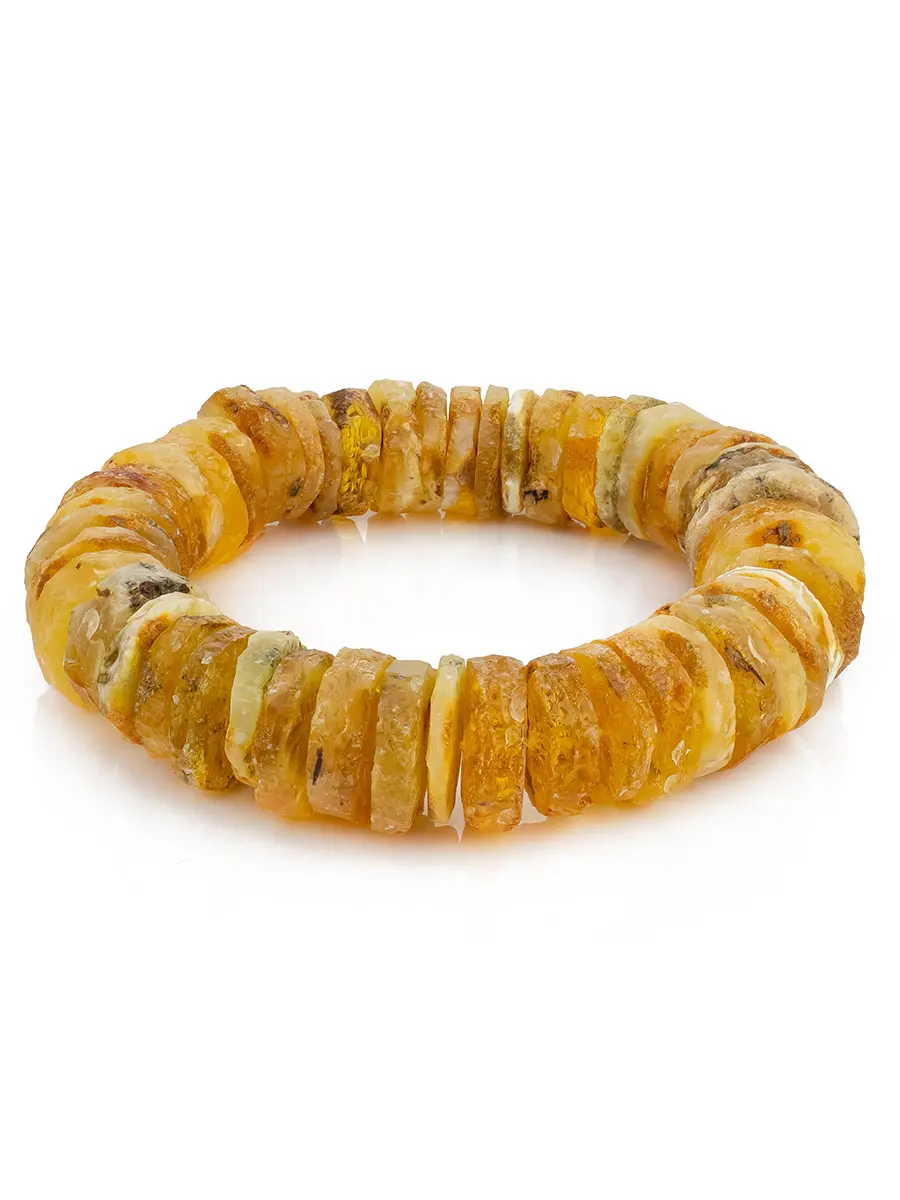 картинка Лечебный браслет из янтаря «Шайбы пестрые кусаные» в онлайн магазине