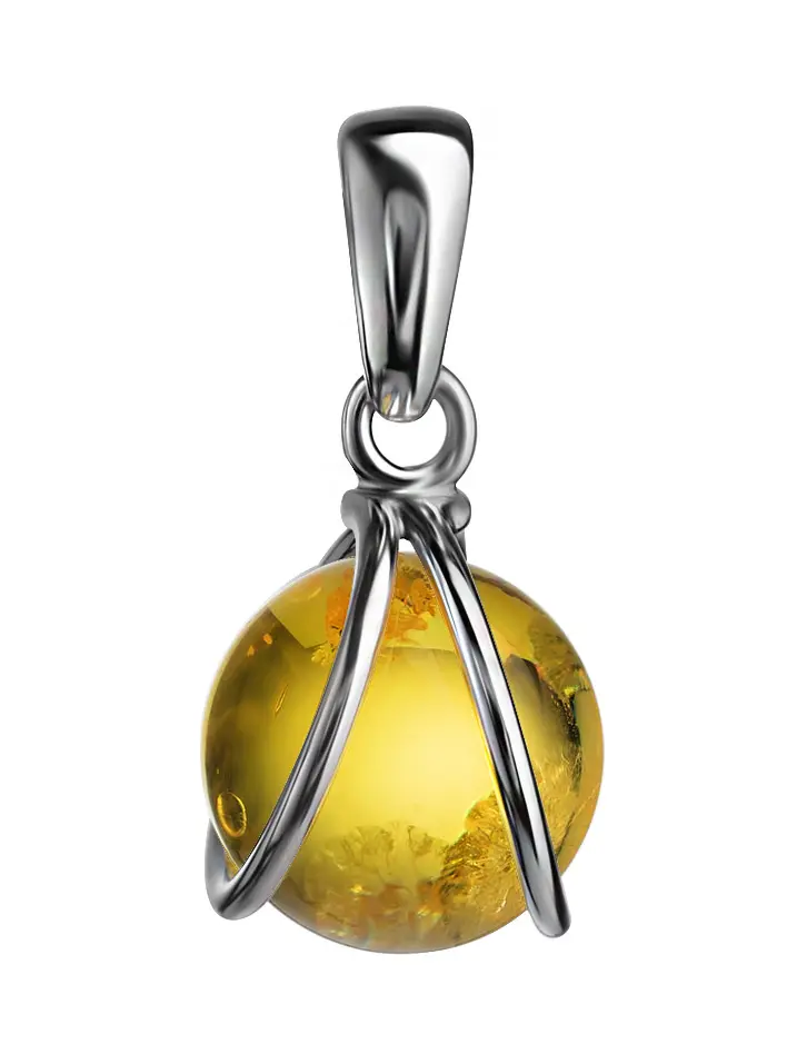 картинка Нежная подвеска «Валенсия» из серебра и янтаря ярко-лимонного цвета в онлайн магазине