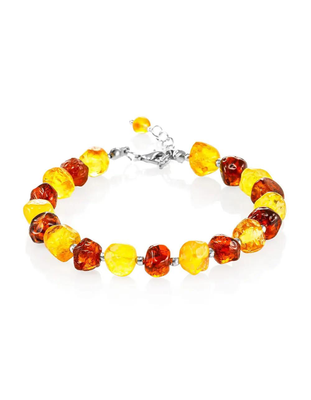 картинка Яркий браслет из янтаря разных оттенков природной формы в онлайн магазине