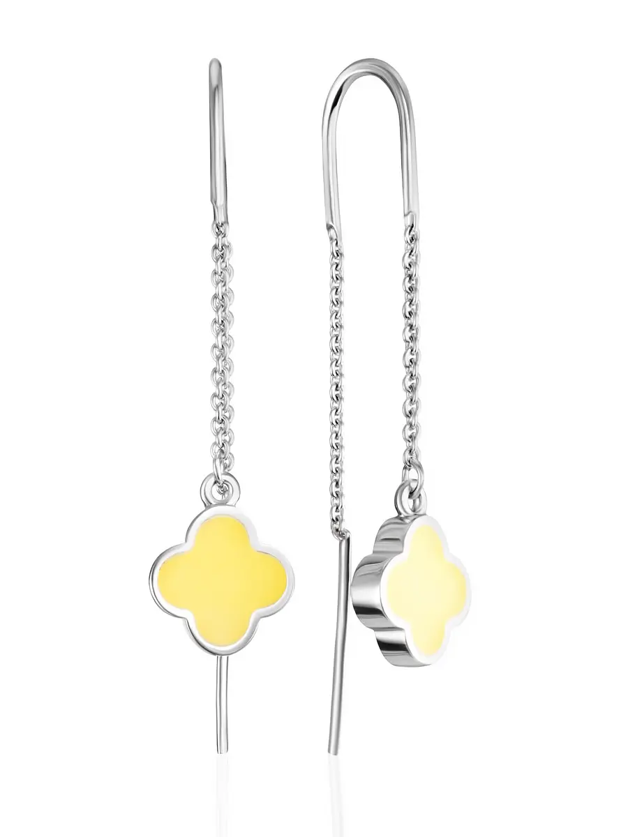 картинка Продевные серьги «Монако». Янтарь® с янтарём двух цветов в онлайн магазине