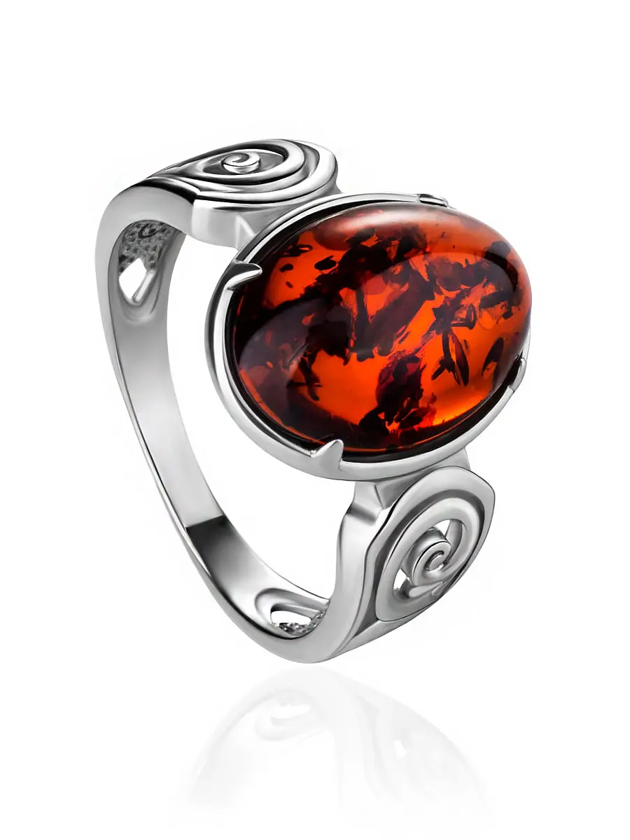 картинка Изящное кольцо с янтарём коньячного цвета «Месопотамия» в онлайн магазине