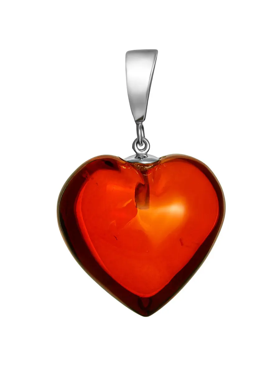 картинка Кулон-сердце из натурального коньячного янтаря в онлайн магазине