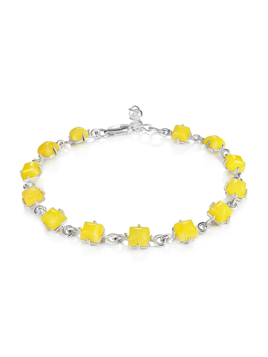 картинка Нежный браслет со светло-медовым янтарём «Вега» в онлайн магазине