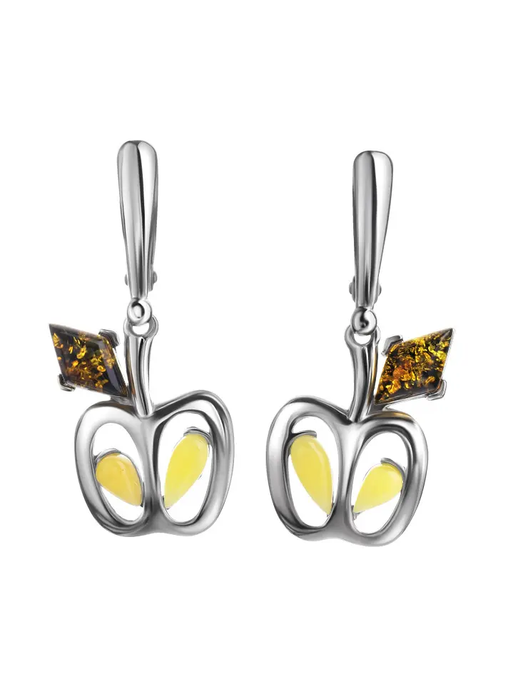 картинка Необычные серебряные серьги с натуральным янтарём «Конфитюр» в онлайн магазине