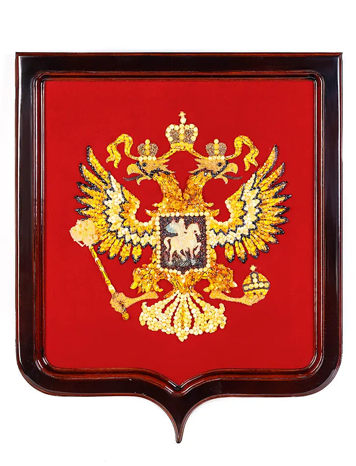 картинка Панно из натурального янтаря «Герб России» в онлайн магазине