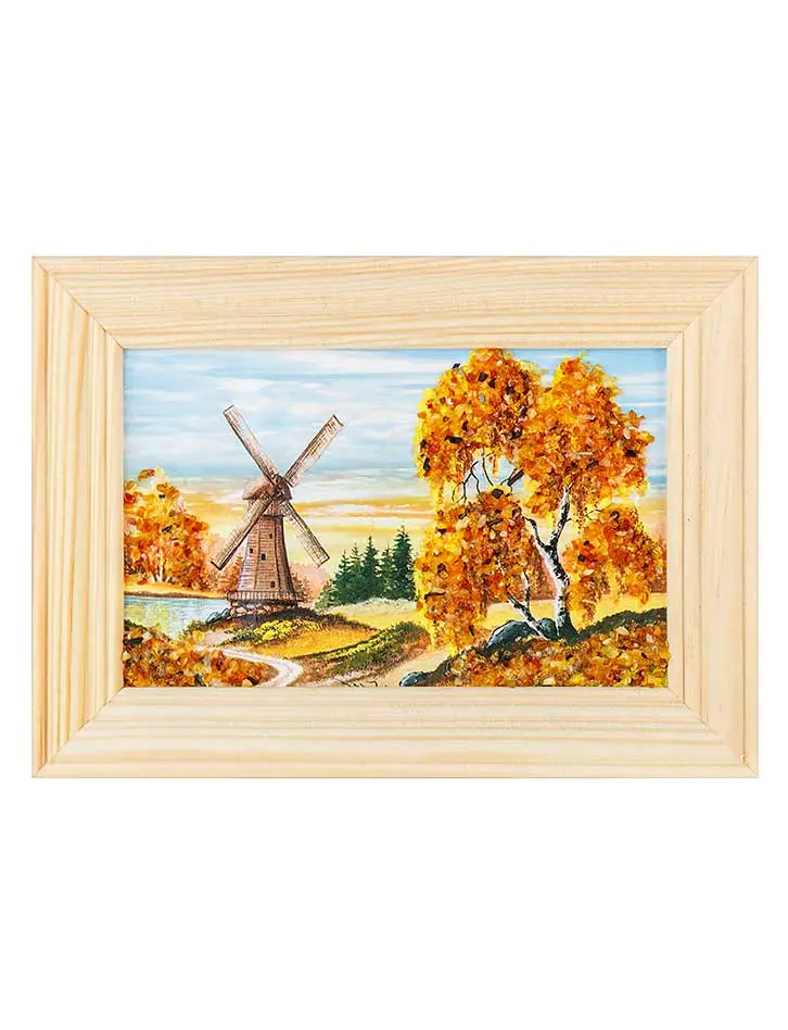 картинка Маленькая яркая картина с натуральным янтарём с разными сюжетами 10 см х 14 см в онлайн магазине