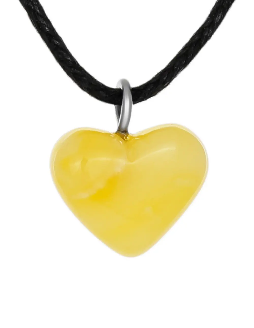 картинка Миниатюрный кулон в форме сердца из медового текстурного янтаря в онлайн магазине