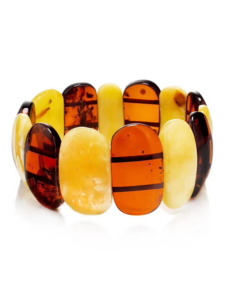 картинка Стильный браслет из натурального балтийского янтаря разных оттенков в онлайн магазине