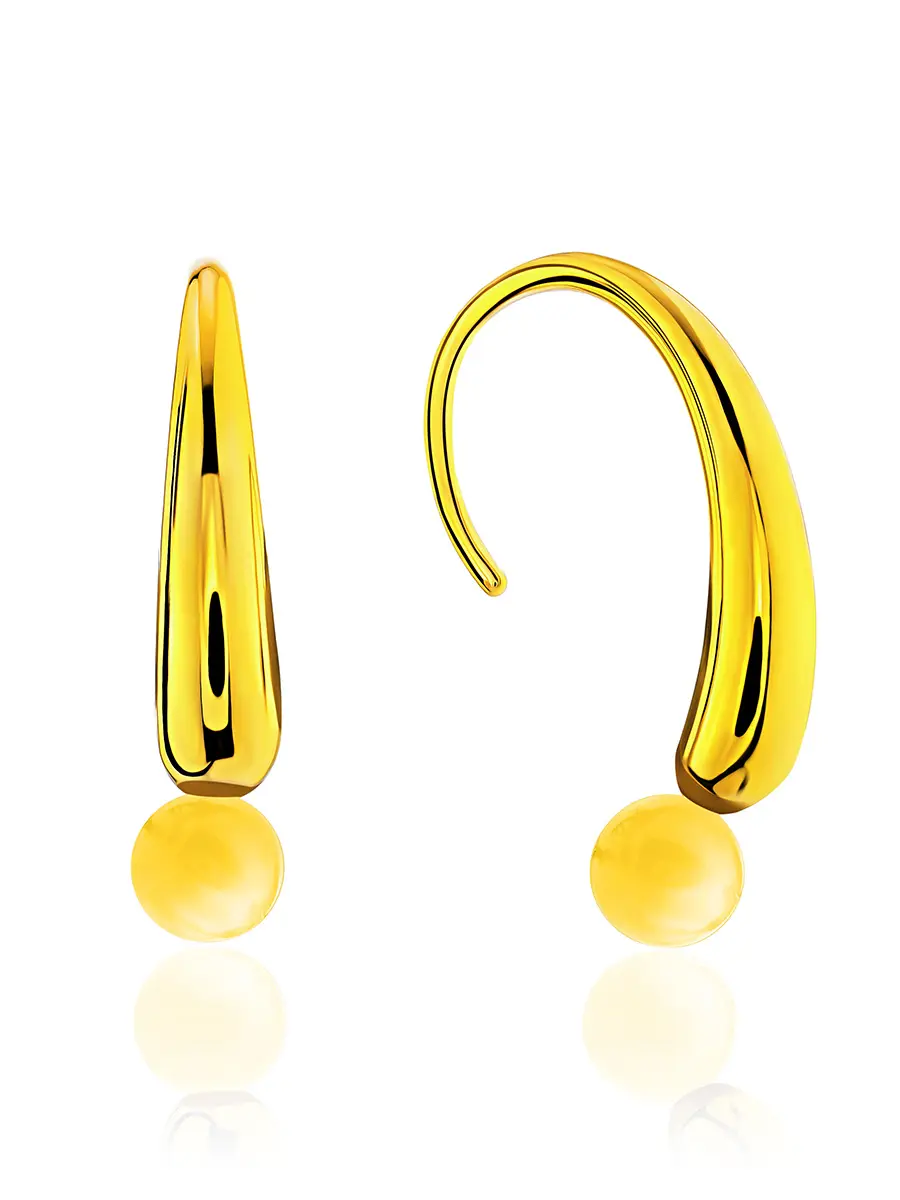 картинка Нежные лёгкие серьги-крючки с медовым янтарём Palazzo от ifamore™ в онлайн магазине