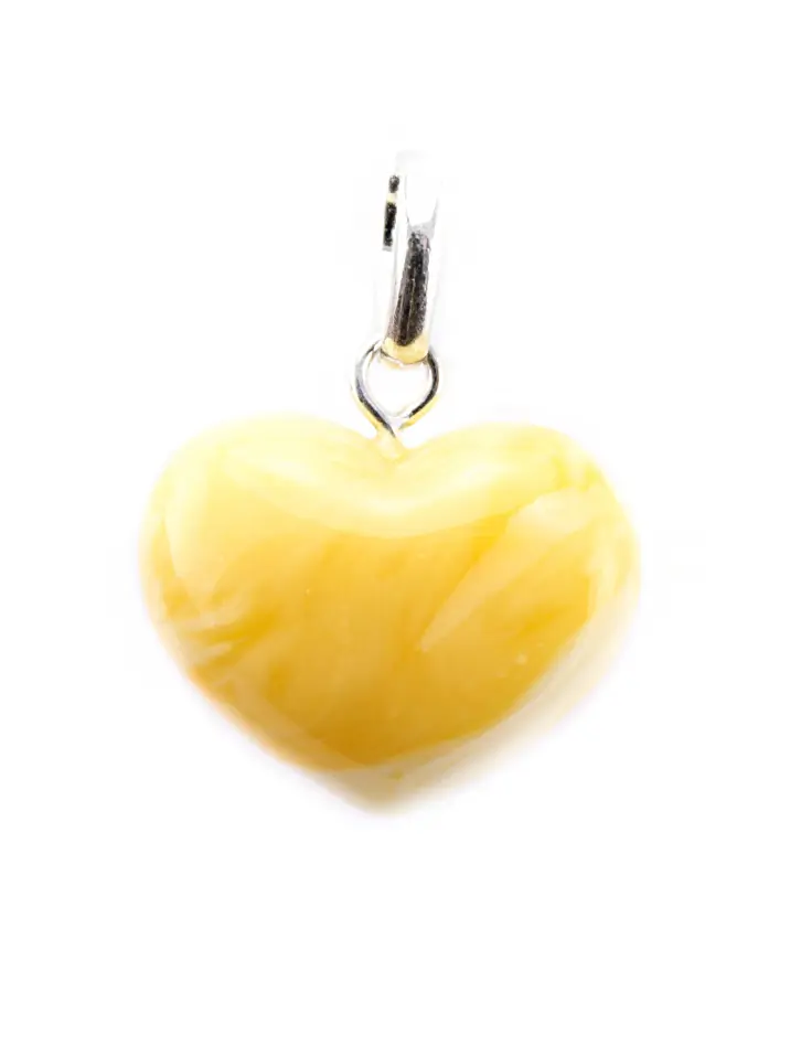 картинка Кулон-сердце из текстурного молочно-медового натурального янтаря в онлайн магазине