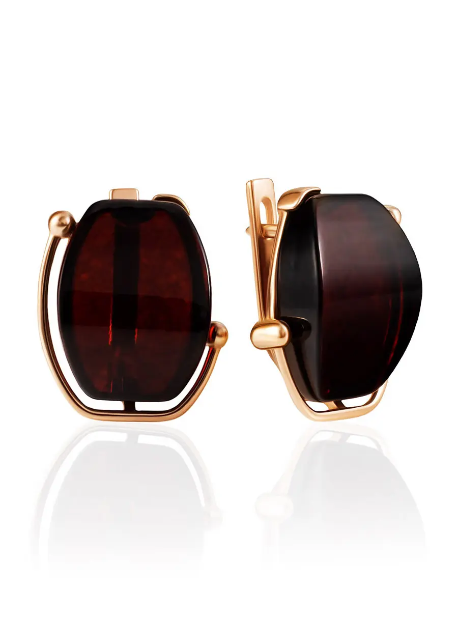 картинка Яркие серьги «Фиджи» с вишнёвым янтарём в онлайн магазине