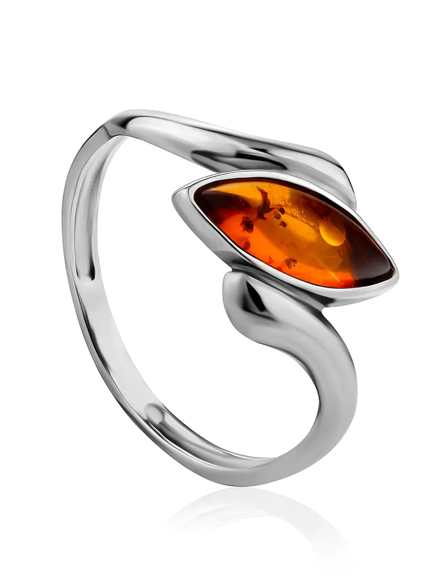 картинка Изящное кольцо с коньячным янтарем «Андромеда» в онлайн магазине