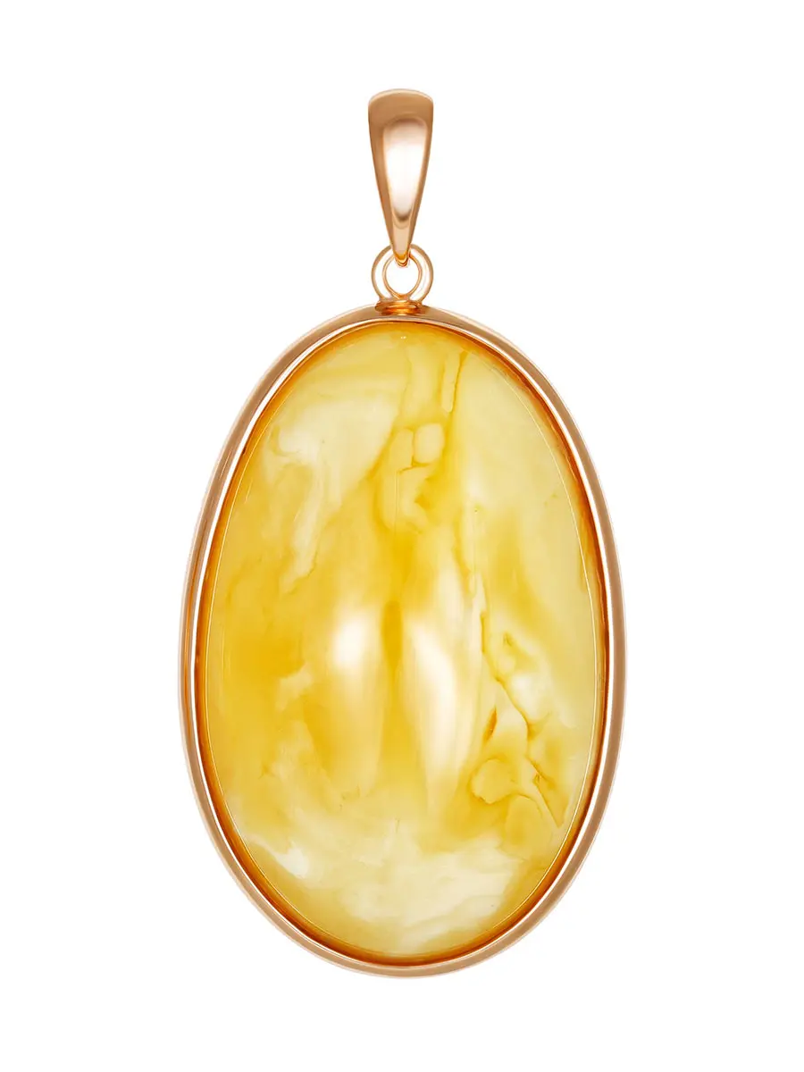 картинка Подвеска из медового янтаря в позолоченной оправе в онлайн магазине