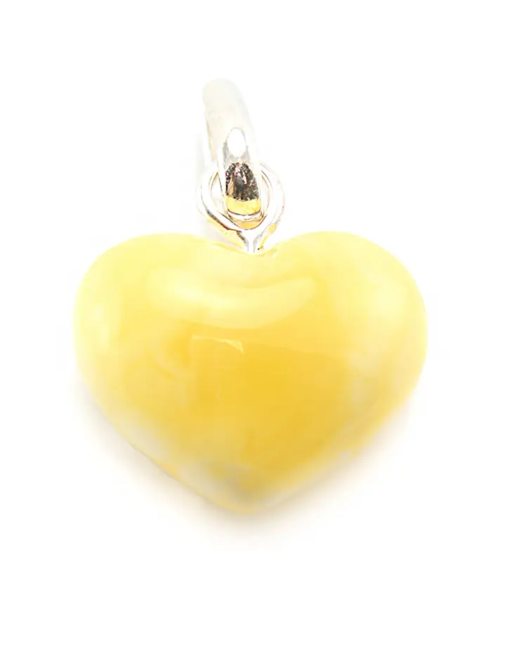 картинка Подвеска в виде сердца из натурального янтаря светло-медового цвета в онлайн магазине
