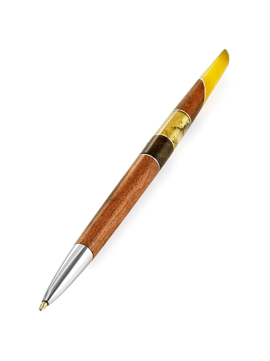 картинка Ручка из дерева и натурального балтийского янтаря разных оттенков «Олливандер» в онлайн магазине