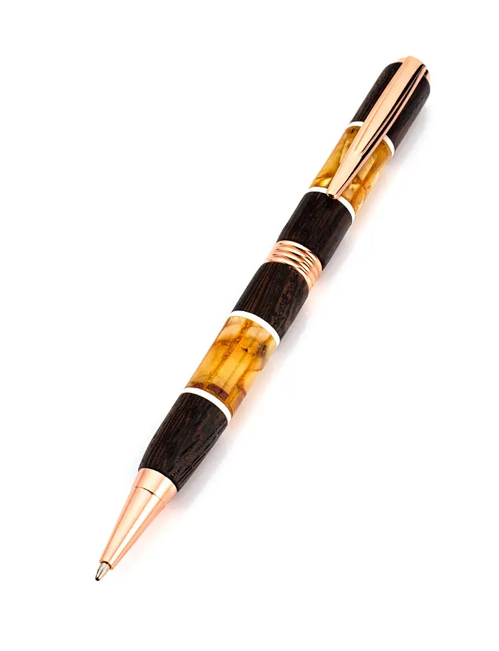 картинка Шариковая ручка из древесины венге и натурального янтаря в онлайн магазине