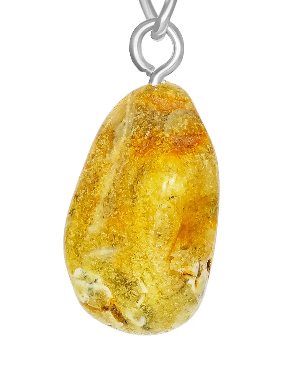 картинка Брелок с натуральным янтарем белого оттенка в онлайн магазине