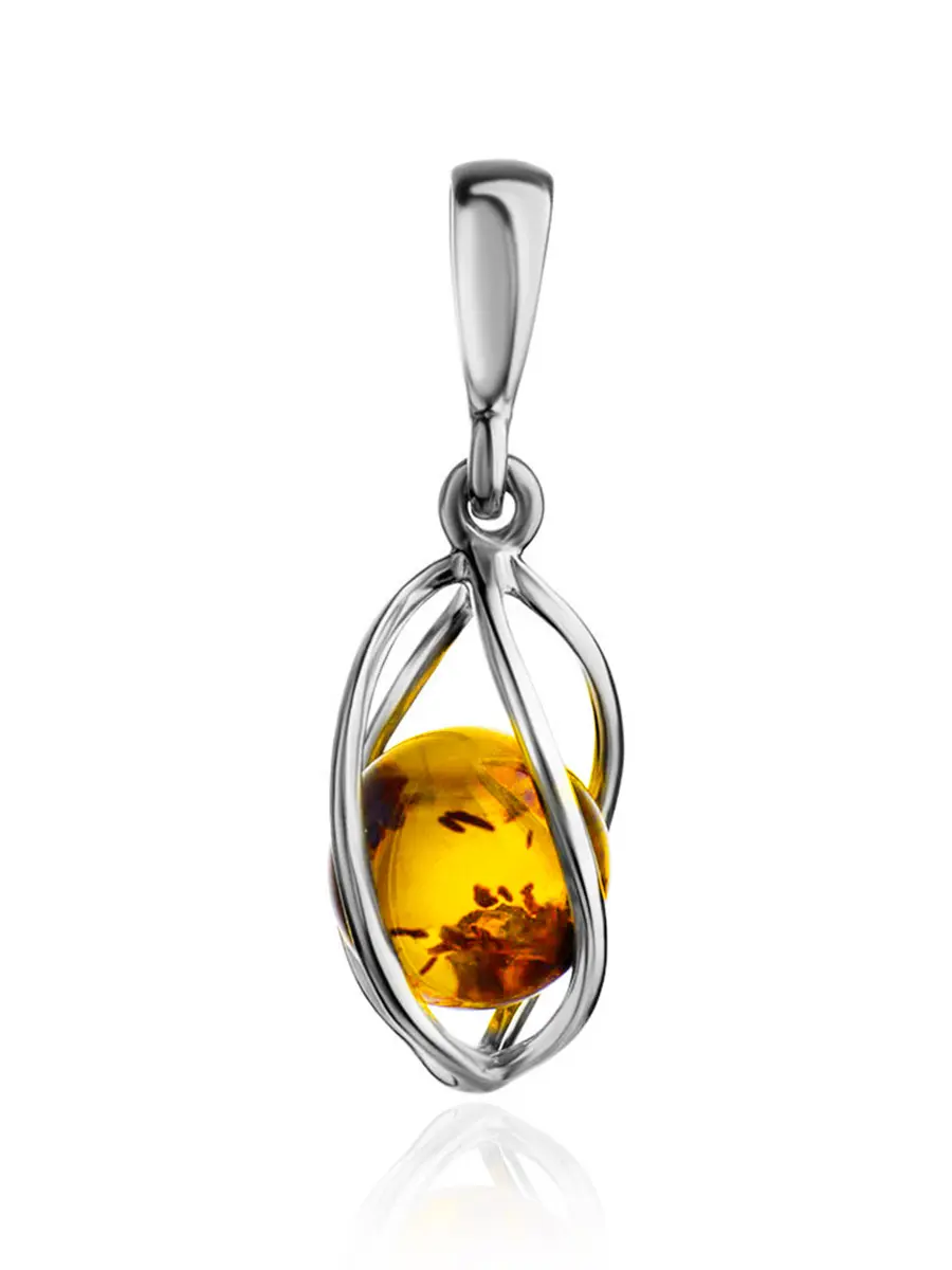 картинка Изящная подвеска с натуральным золотистым янтарём «Алжир» в онлайн магазине