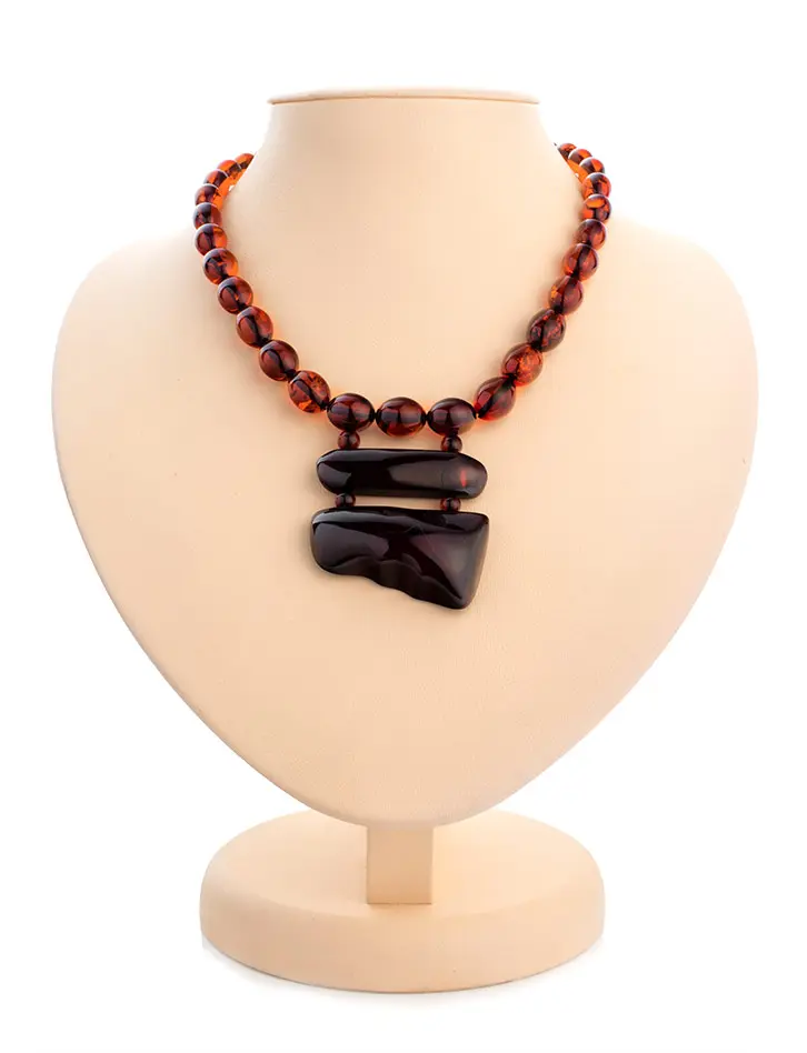 картинка Оригинальное ожерелье «Калимба» из натурального вишнёвого янтаря в онлайн магазине