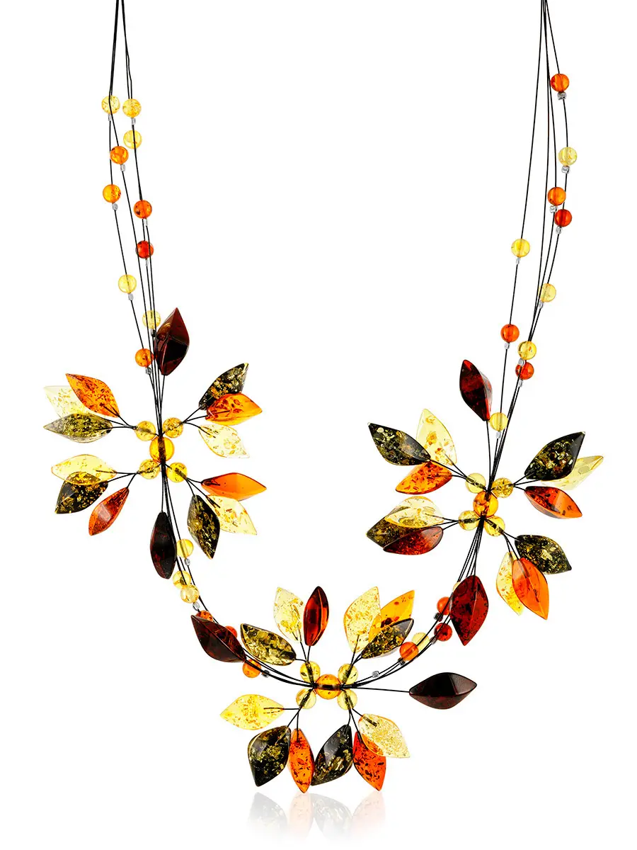 картинка Колье из натурального янтаря «Первоцвет» на струне в онлайн магазине