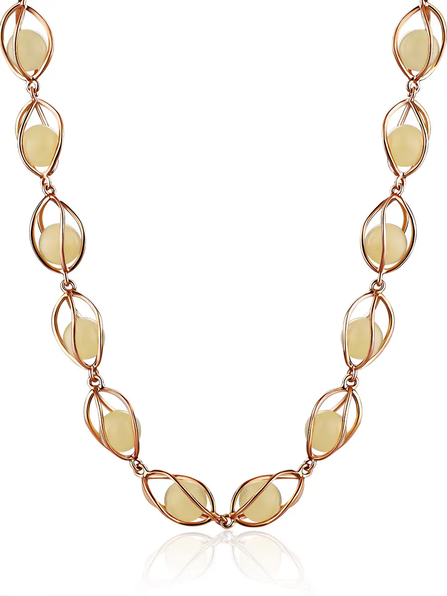 картинка Нарядное ожерелье с медовым янтарём «Алжир» в онлайн магазине