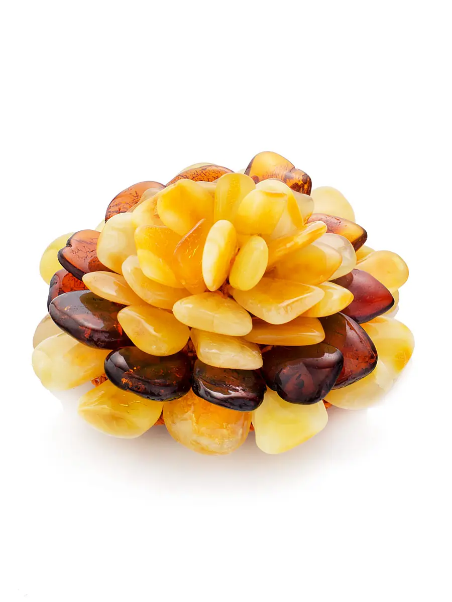 картинка Очаровательная янтарная брошь «Хризантема» в онлайн магазине