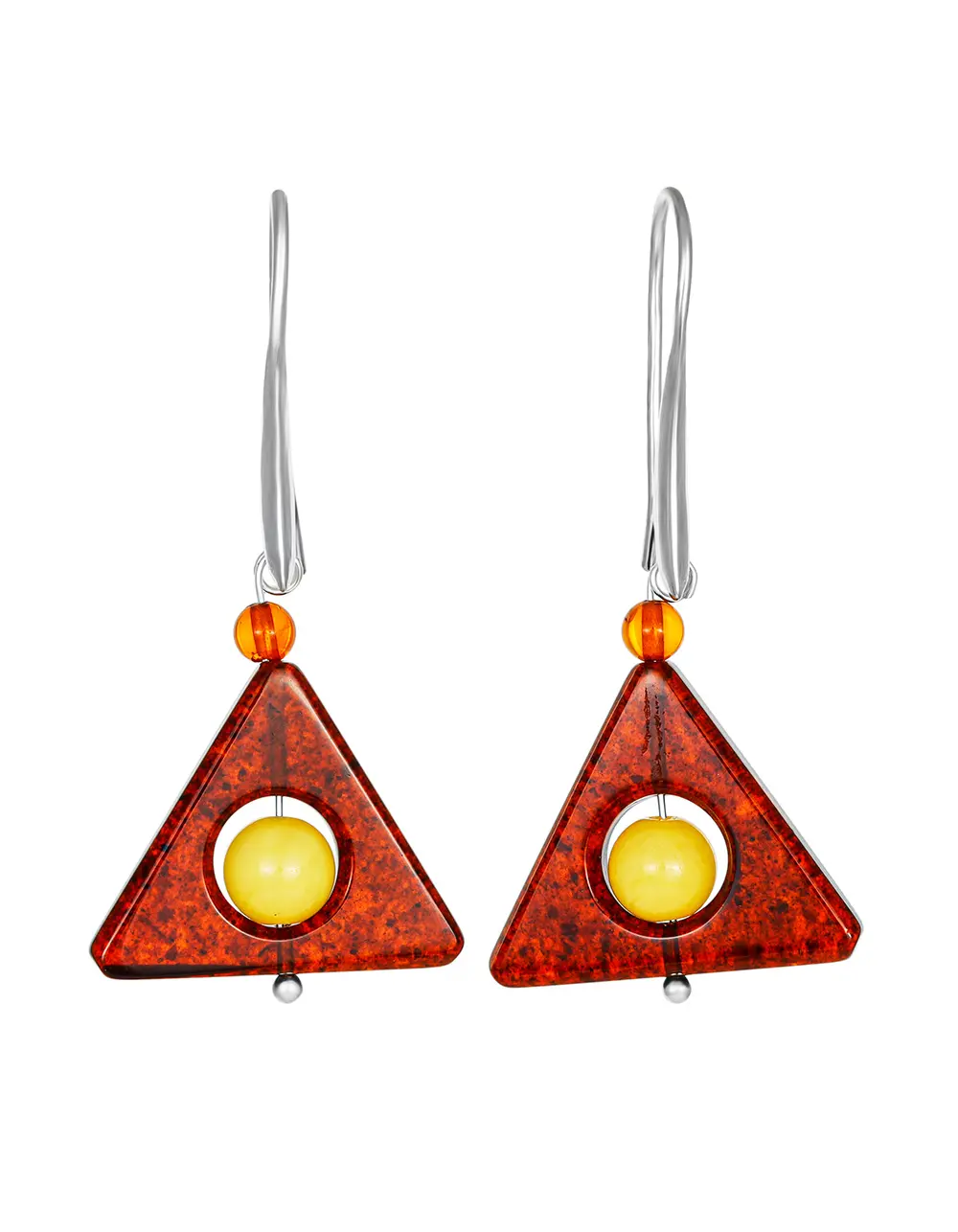 картинка Необычные серьги из натурального янтаря «Везувий» в онлайн магазине