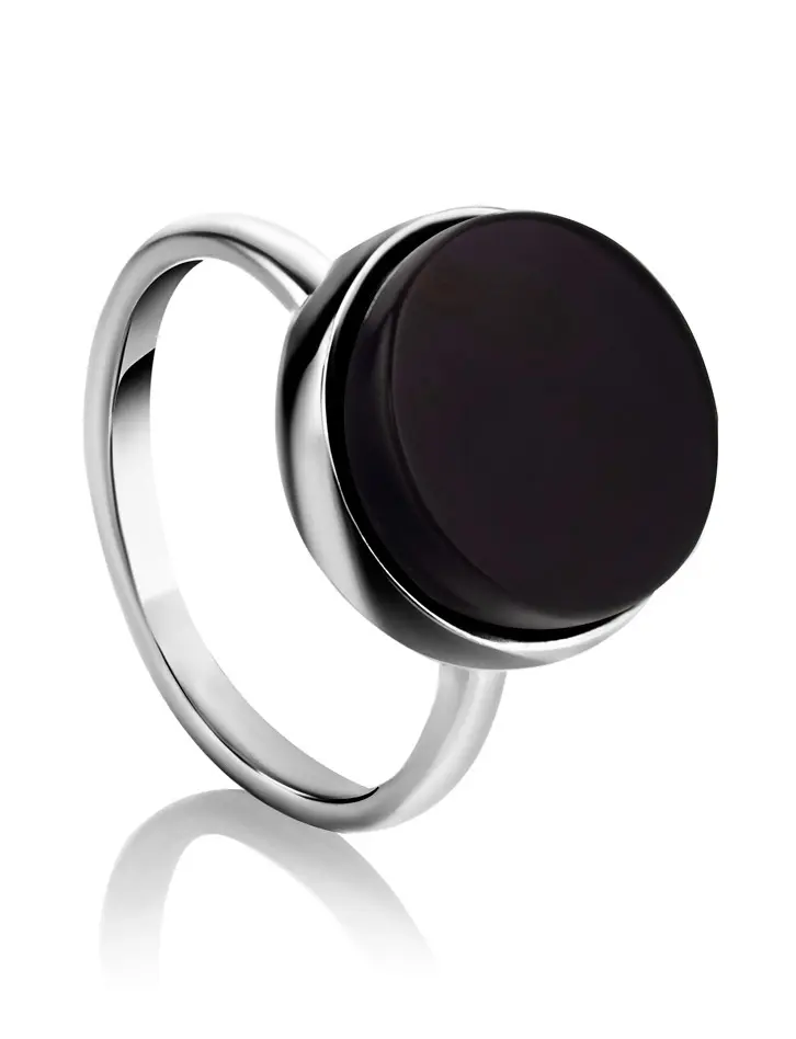 картинка Серебряное кольцо с янтарём вишнёвого цвета «Фурор» в онлайн магазине