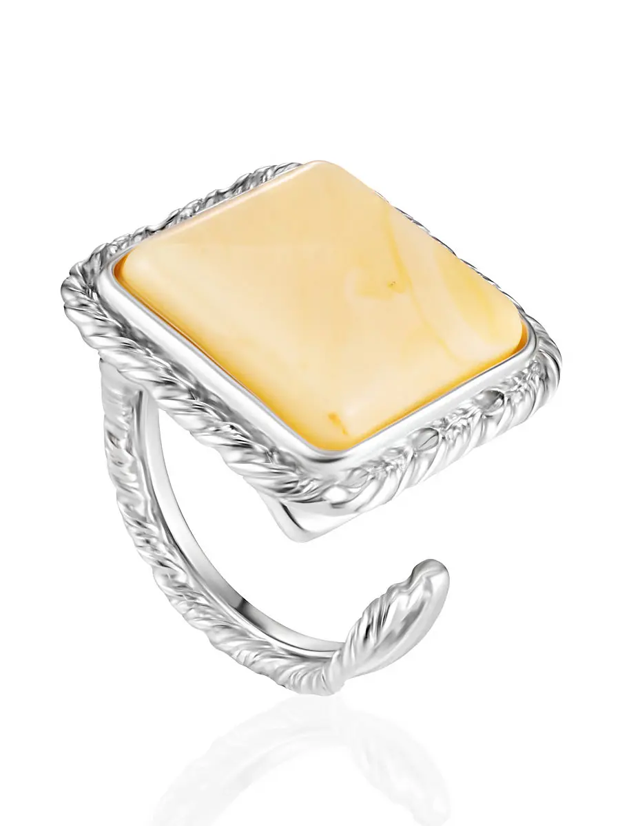 картинка Очаровательное кольцо «Винтаж» из пейзажного янтаря в онлайн магазине