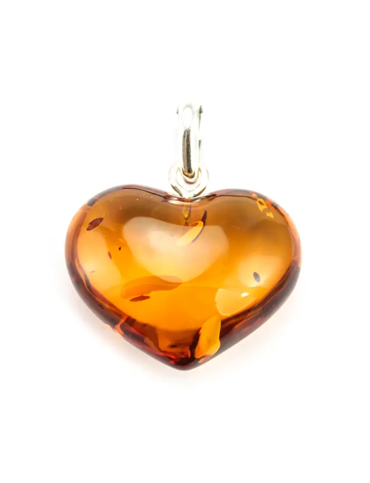 картинка Подвеска из натурального балтийского янтаря «Сердце» коньячного цвета в онлайн магазине