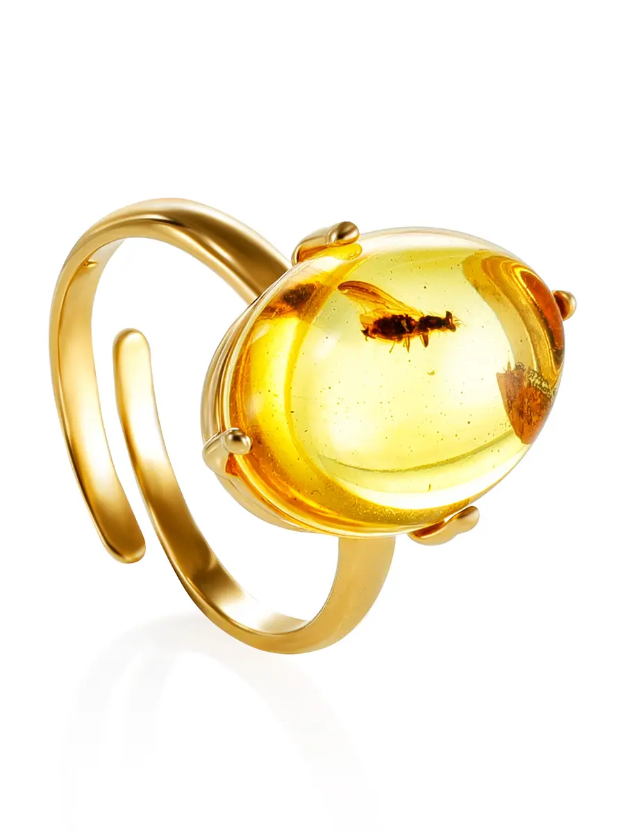 картинка Кольцо «Клио» с янтарём с включением доисторического комарика в онлайн магазине