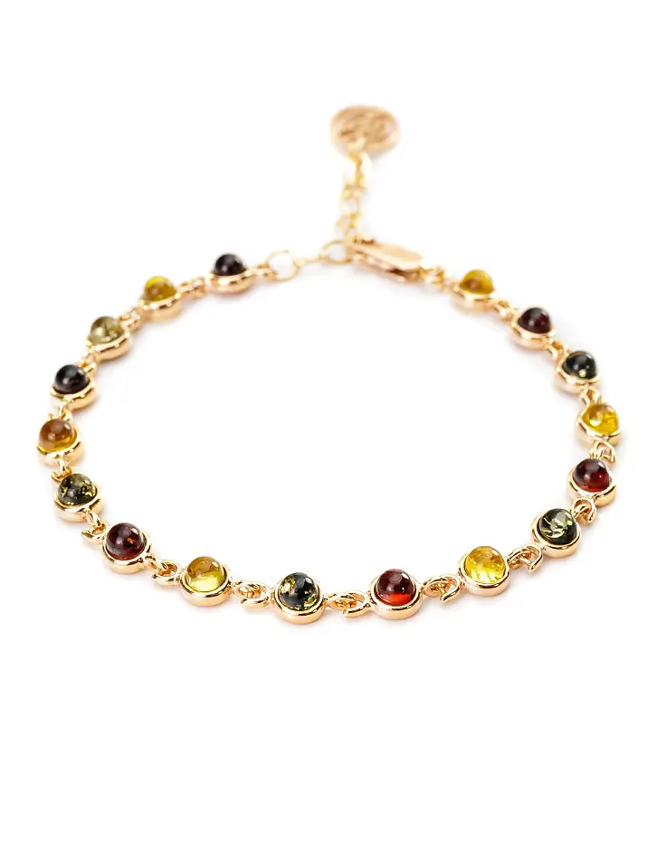 картинка Нарядный браслет с янтарём разных цветов «Ягодки» в онлайн магазине