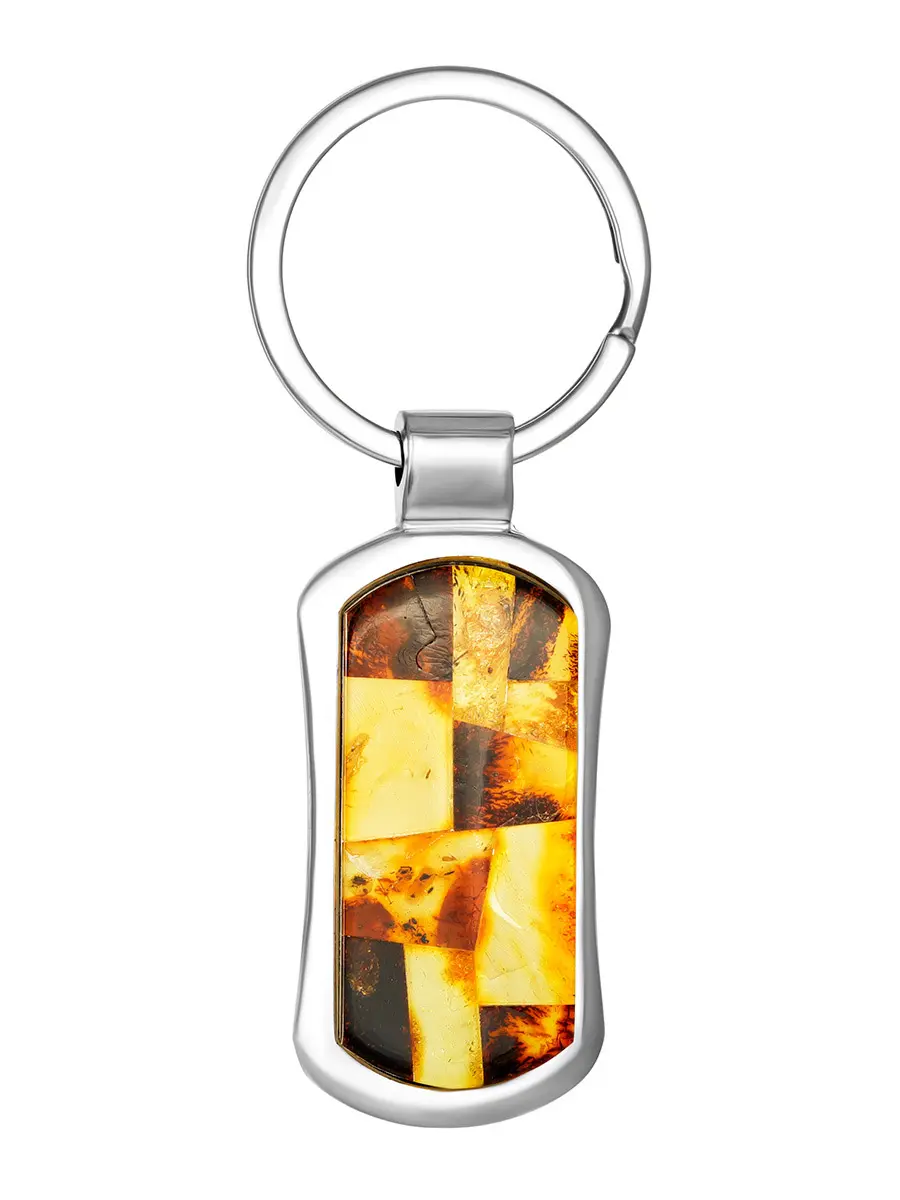 картинка Брелок для ключей с натуральным янтарем, выложенным в красивую мозаику в онлайн магазине