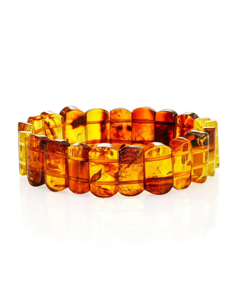 картинка Современный плоский браслет с балтийским янтарём «Градиент» в онлайн магазине